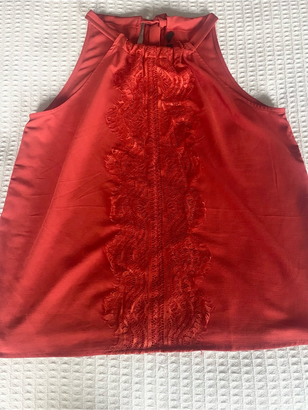 Halogen red Orange lace detail sleeveless Blouse size Medium